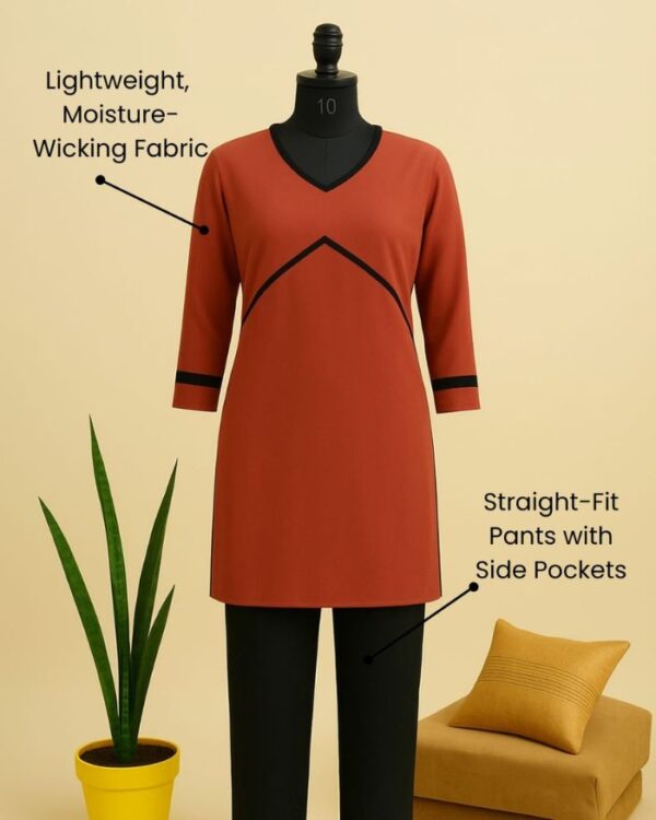 Piping Pathways T-shirt Kurta Set (T-shirt Kurta with Piping Design and Pant Set) - Image 2