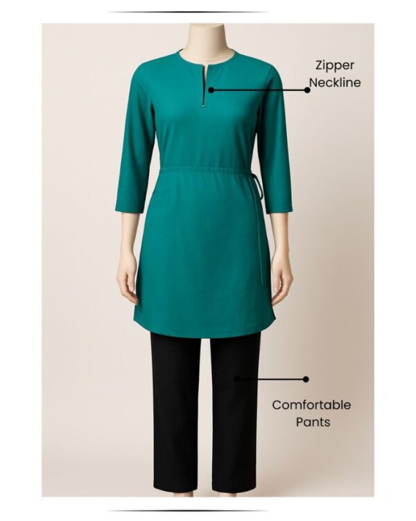 Zipper Zest T-shirt Kurta Set (T-shirt Kurta with Zipper Top and Pant Set) - Image 2