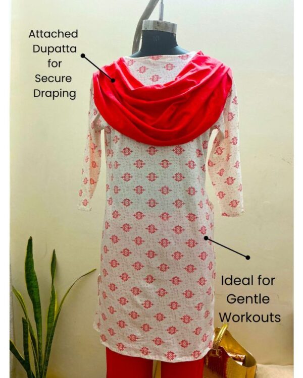 Dupatta Dream T-shirt Kurta Set (T-shirt Printed Kurta with Attached Dupatta and Pants) - Image 3