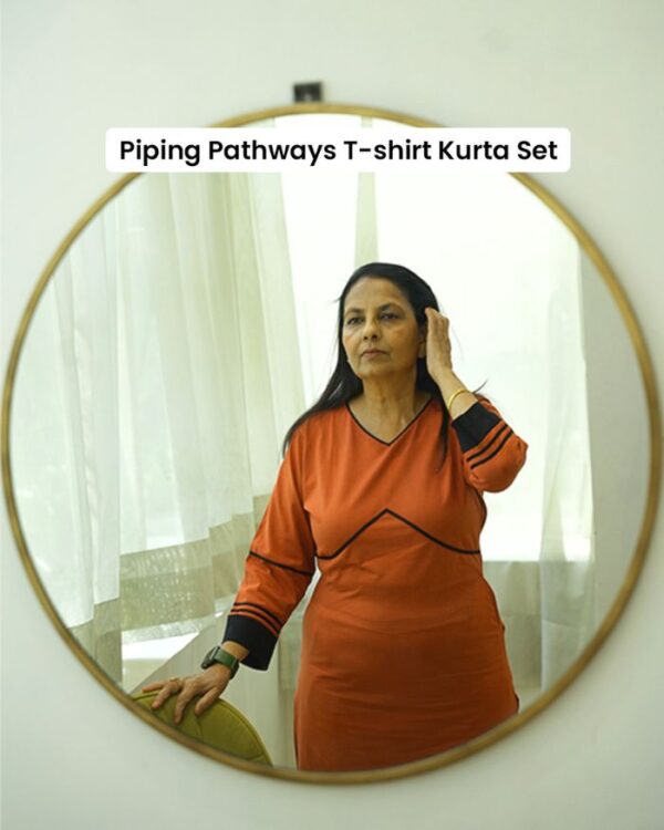 Piping Pathways T-shirt Kurta Set (T-shirt Kurta with Piping Design and Pant Set) - Image 4